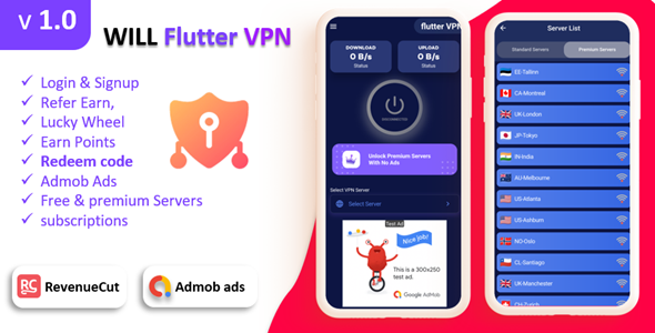 WILL Flutter VPN App - VPN App | Secure VPN & Fast VPN | Refer & Earn | Reward Lucky Wheel