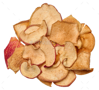 Dried apple slices on isolated background