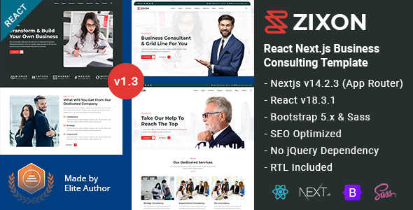 Zixon - Business Consulting React Nextjs 14+ Template