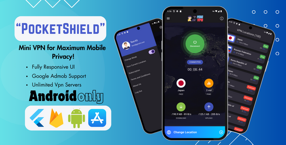 PocketShield VPN v1.0 - Mini VPN for Maximum Mobile Privacy | Flutter & Firebase