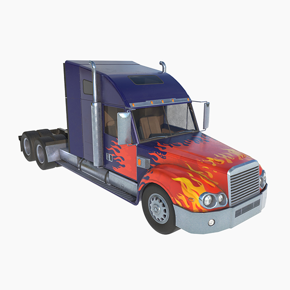 freightliner coronado with flame paint