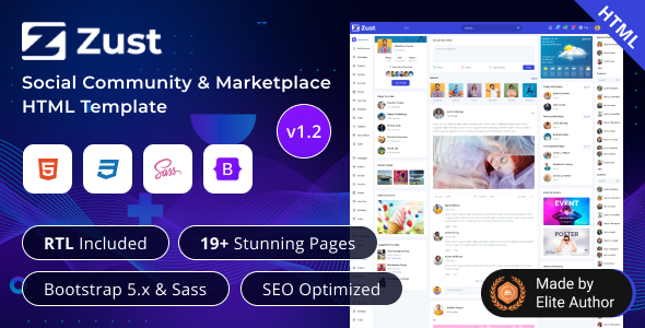 Zust - Social Community & Marketplace Bootstrap 5 Template