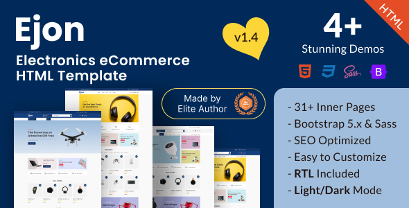 Ejon - Electronics eCommerce Bootstrap 5 Template