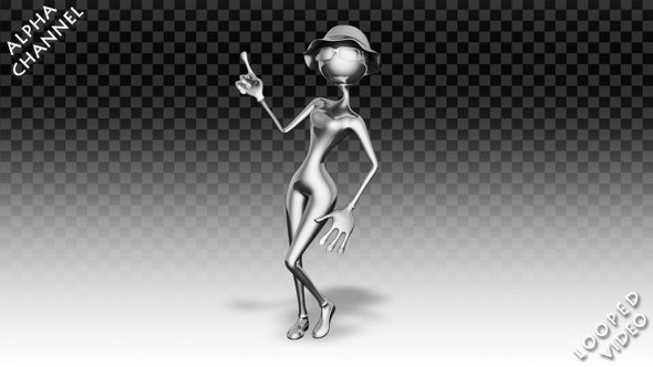 3D Silver Woman - Cartoon Night Dance