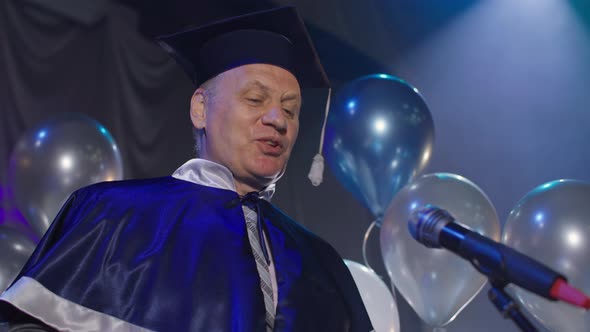 Remote Graduation Joyful Teacher Congratulates Graduates University on End of Academic Year and