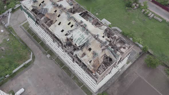 Ukraine  Building Destroyed By the War in Stoyanka Bucha District