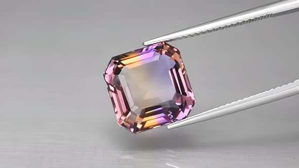 Ametrine Octaagon Cut Natural Gemstone Octagon Shape Isolate on White Background