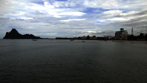 Looking at the bay and the clouds from the beach in Thailand. (slow motion - Angle 001)