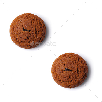 Chocolate brownie cookies isolated on white
