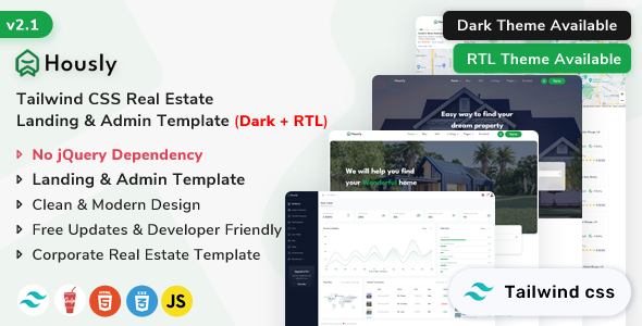 Hously - Real Estate Template + Admin Dashboard (Tailwind CSS)