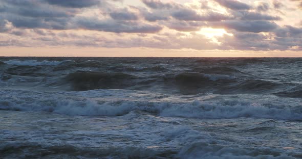 Gorgeous Sunset Background. Baltic Sea. Zelenogradsk, Kaliningrad Region, Russia.