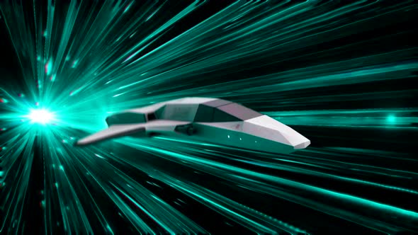 3d animation of spacecraft of the future in Hyperspace Jump