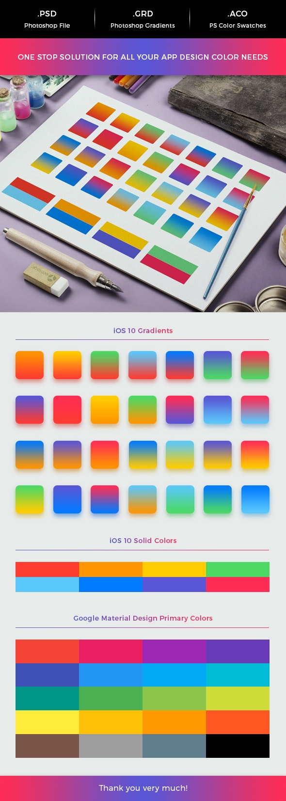 iOS & Android App Color Swatches & Gradients Pack
