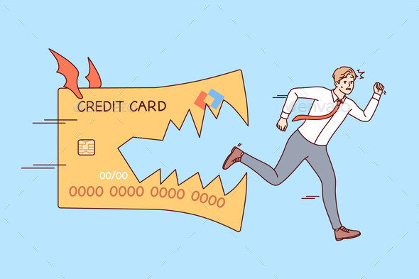Credit Card Bites Fleeing Business Man