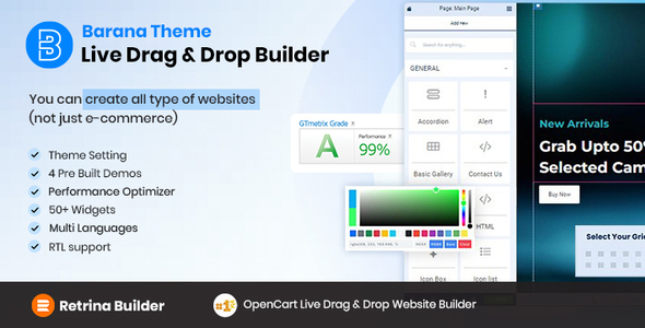 Barana Theme -Live Drag and Drop Page Builder