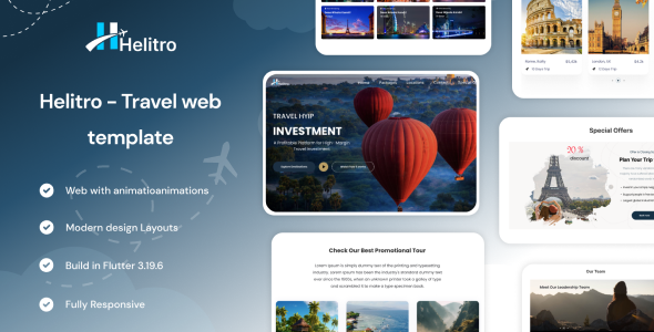 Helitro - Explore the World with a Travel Website Built in Flutter Web| Flutter Web Landing Page wit