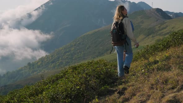 Hiking Over Hills and Mountains at Summer