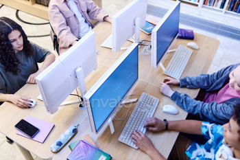Children using computers in school
