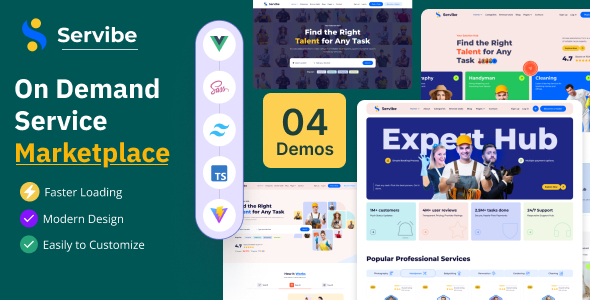 Servibe - On Demand Service Marketplace Tailwind CSS Vue Template