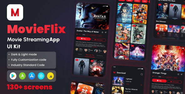 Movieflix - Movie Streaming App React Native CLI Ui Kit