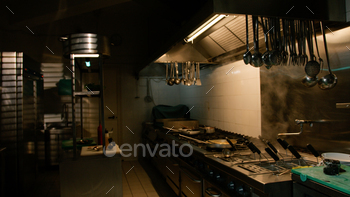 The Interiors Of An Empty Professional Kitchen