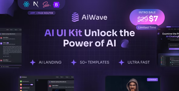 Aiwave - AI SaaS Website + Dashboard React NextJS UI Kit | Graphicfort