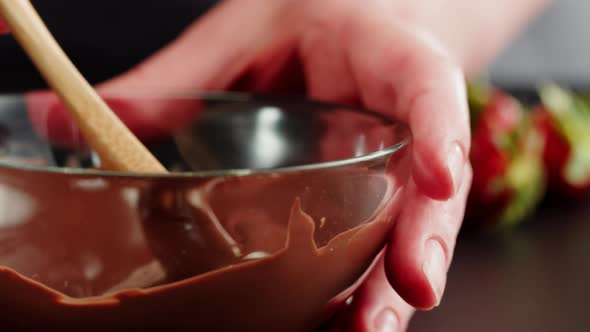 Melted Chocolate Closeup Melting Chocolate Bar for Fondue