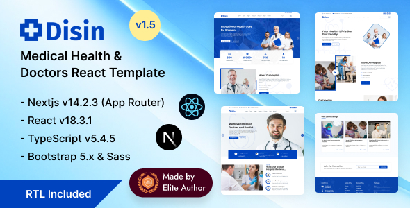 Disin - Medical Health & Doctors React Nextjs 14+ Template