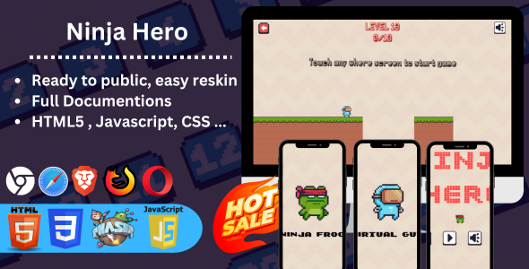 Hero Ninja - HTML5 Game (Construct 3)