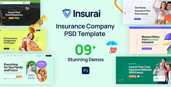 Insurai – Insurance Company PSD Template. – 0 Sold!