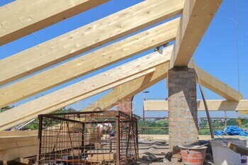 construction site - renovation of a roof - wooden beams