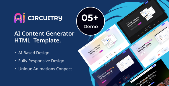 CIRCUITRY – AI Content Generator HTML Template – 1 Sold!