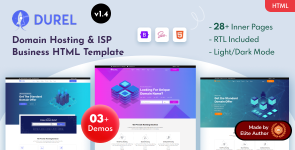 Durel - Domain Hosting & ISP Business Bootstrap 5 Template