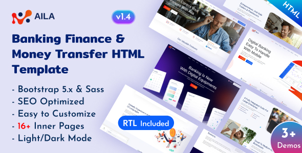 Aila - Banking Finance & Money Transfer Bootstrap 5 Template