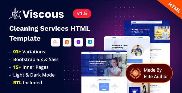 Viscous - Cleaning & Washing Services HTML Template