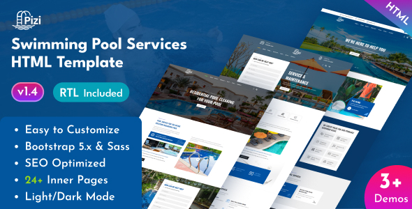 Pizi - Swimming Pool Services Bootstrap 5 Template