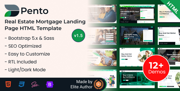 Pento - Real Estate Mortgage Landing Page Bootstrap 5 Template