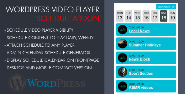 Video player Schedule AddOn for 