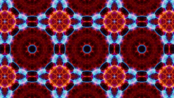 Fractal Red and Blue Kaleidoscope Fire Background Loop 4K 15