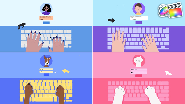 Hands Keyboard Log In Explainer for FCPX alt