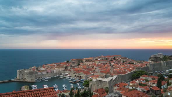 Sunset Timelapse Over the Adriatic Sea in Dubrovnik Croatia