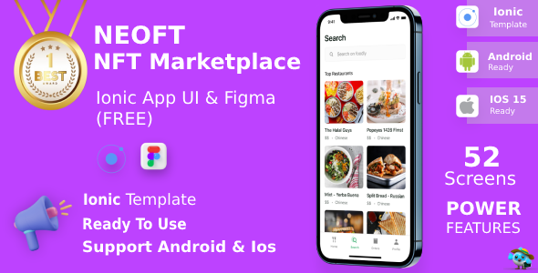 NFT MarketPlace App ANDROID + IOS + FIGMA | UI Kit | Ionic | NeoNFT