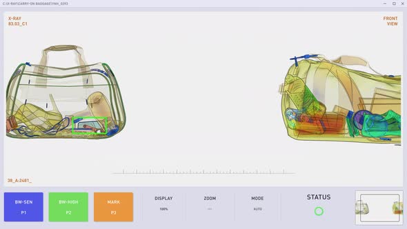A Scanner at the Airport has Identified a Pistol inside of the Luggage Bag alt