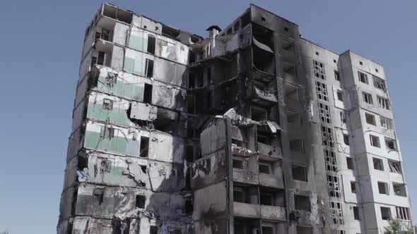 Borodyanka Ukraine  a Destroyed Building During the War Bucha District