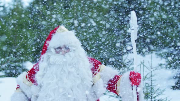 Santa Claus enjoying the snowfall