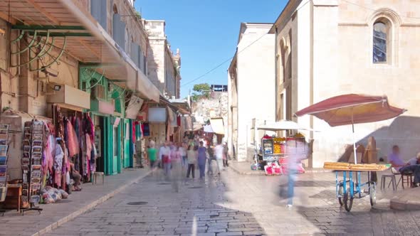 The Colorful Souk in the Old City of Jerusalem Israel Timelapse Hyperlapse