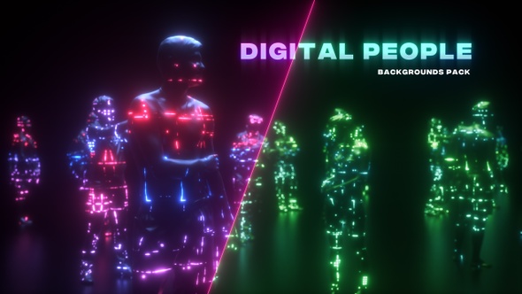 Digital Glowing People Backgrounds Pack