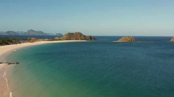 Wide Tropical Beach with White Sand, View From Above