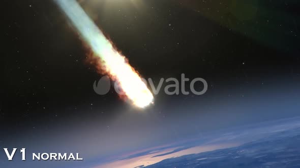 Asteroid Meteor Burning in Earth Atmosphere- 2 Pack