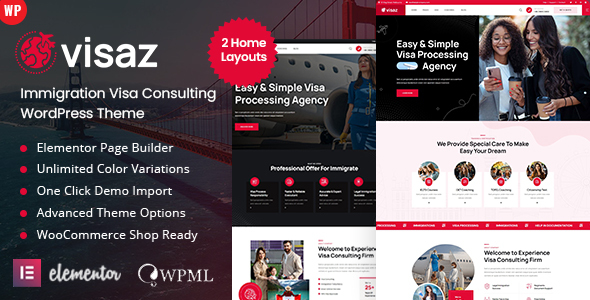 Visaz – Immigration Visa Consulting WordPress Theme – 0 Sold!